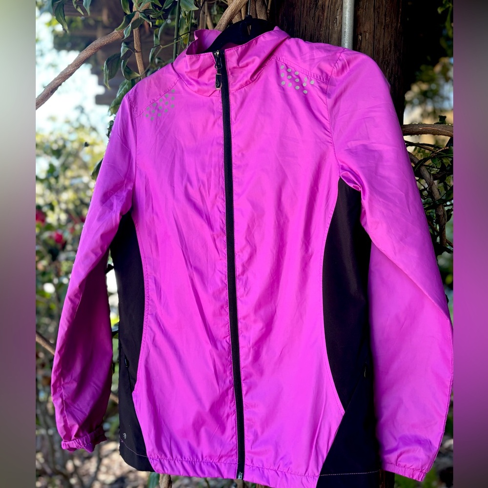 NWOT Ideology Magenta ColorblocFull Zip Polyester Windbreaker Mock Neck Jacket S